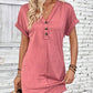 📢📢40% OFF !! ⏰Women's Fashion V-Neck Button Dress – Timeless Solid Colors, Soft Fabric & Rolled Sleeves 🌸