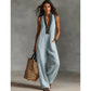 🌊Summer Hot Sale-60% Off!!🌿Women's Sleeveless V-Neck Wide-Leg Jumpsuit