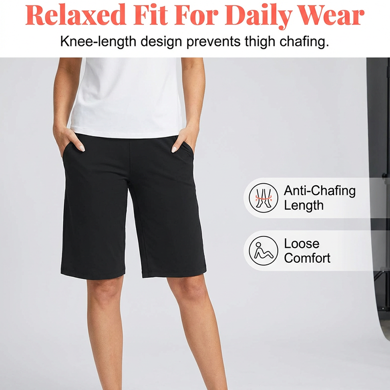 Women's High-Waist Shorts with Pockets