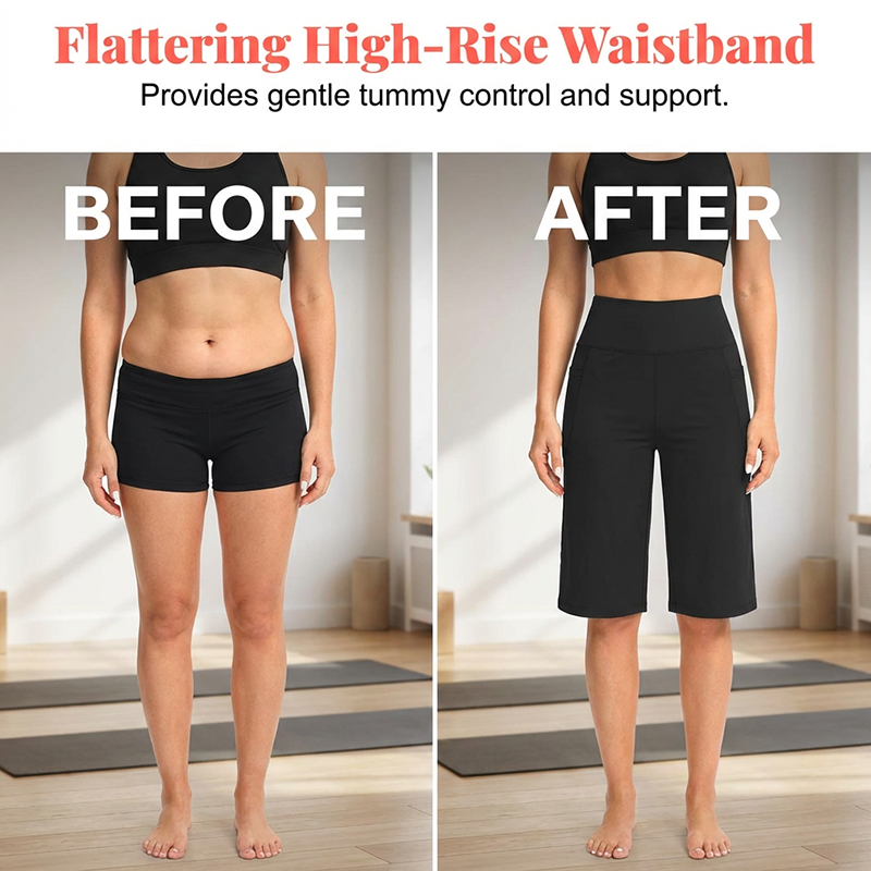 Women's High-Waist Shorts with Pockets