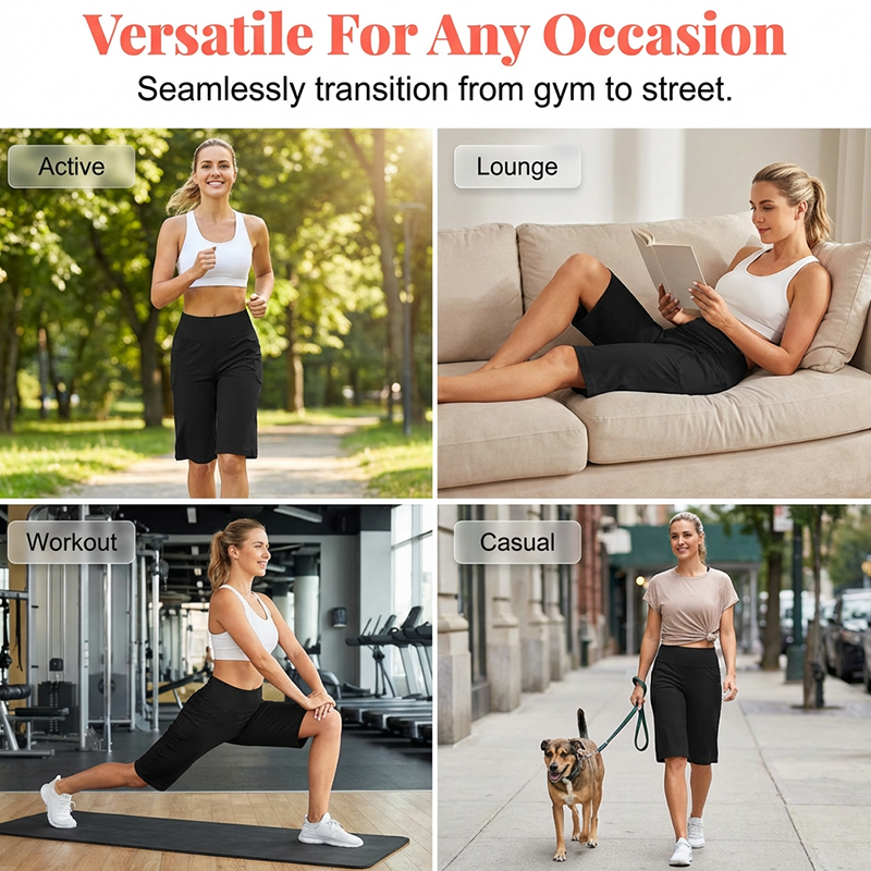 Women's High-Waist Shorts with Pockets