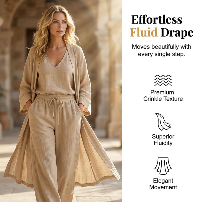 Elegant Wide-Leg Pants & Cardigan Set