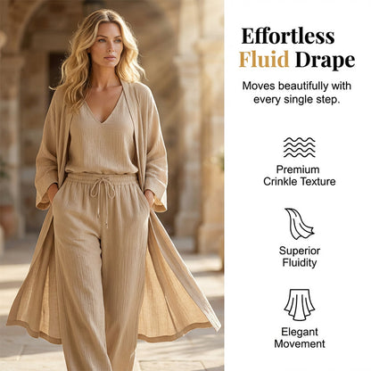 Elegant Wide-Leg Pants & Cardigan Set