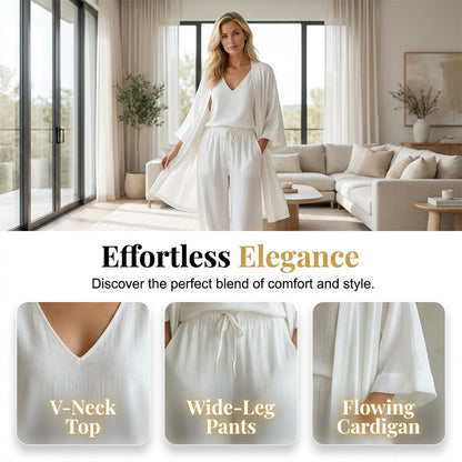 Elegant Wide-Leg Pants & Cardigan Set