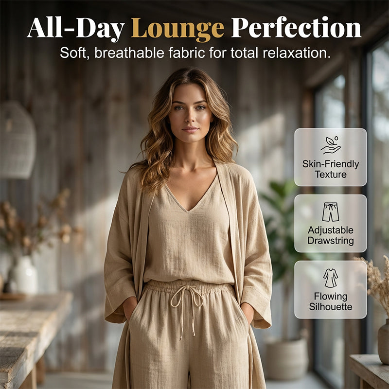 Elegant Wide-Leg Pants & Cardigan Set