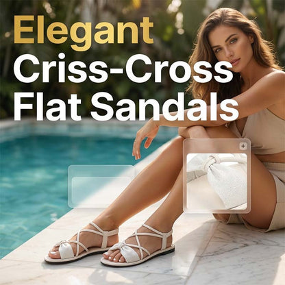🏖️Limited time Special Price:£ 12.99!!!⏳👙Women's Criss-Cross Strap Flat Sandals