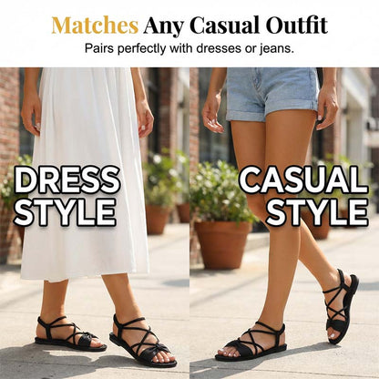 🏖️Limited time Special Price:£ 12.99!!!⏳👙Women's Criss-Cross Strap Flat Sandals