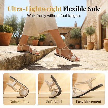 🏖️Limited time Special Price:£ 12.99!!!⏳👙Women's Criss-Cross Strap Flat Sandals