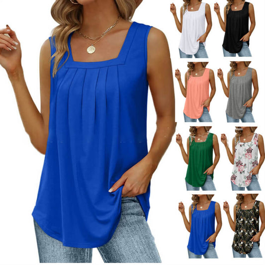 🔥Last Day Special Price £11.99!!🔥2025 Women's Square Neck Sleeveless Vest T-Shirt