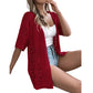 👚 50% OFF NOW! 🌸 Women's Short Sleeve Hollow-Out Knit Cardigan – Breathable Pointelle, Lightweight & Versatile Open-Front – Summer Essential ☀️