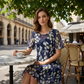 🌸 50% OFF NOW! ✨👗Short-Sleeved A-Line Evening Dress – Elegant Floral Print, Double-Layer Chiffon & Flattering Knee-Length Cut 👗💙