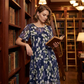🌸 50% OFF NOW! ✨👗Short-Sleeved A-Line Evening Dress – Elegant Floral Print, Double-Layer Chiffon & Flattering Knee-Length Cut 👗💙
