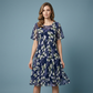 🌸 50% OFF NOW! ✨👗Short-Sleeved A-Line Evening Dress – Elegant Floral Print, Double-Layer Chiffon & Flattering Knee-Length Cut 👗💙