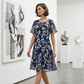 🌸 50% OFF NOW! ✨👗Short-Sleeved A-Line Evening Dress – Elegant Floral Print, Double-Layer Chiffon & Flattering Knee-Length Cut 👗💙