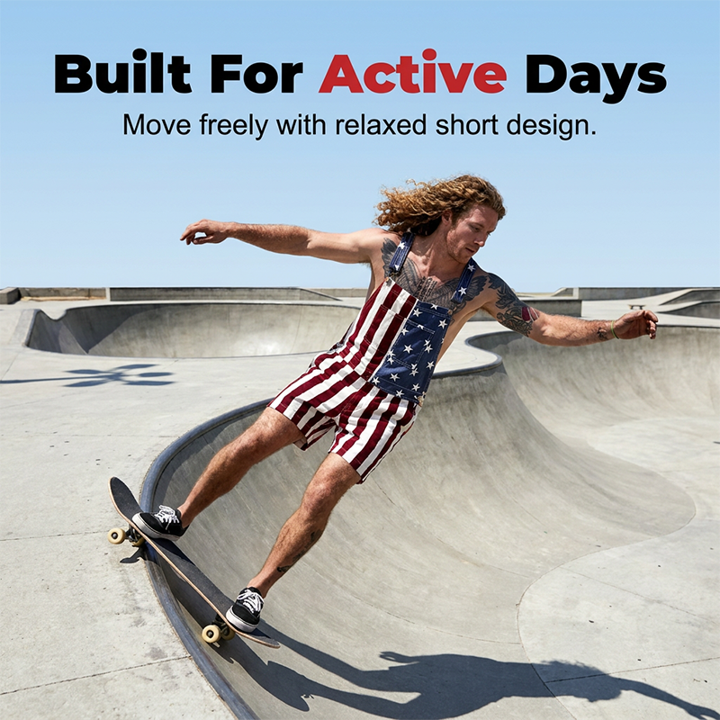 📢📢50% OFF !! ⏰American Flag Unisex Overalls Shorts