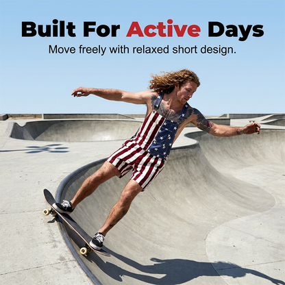 📢📢50% OFF !! ⏰American Flag Unisex Overalls Shorts