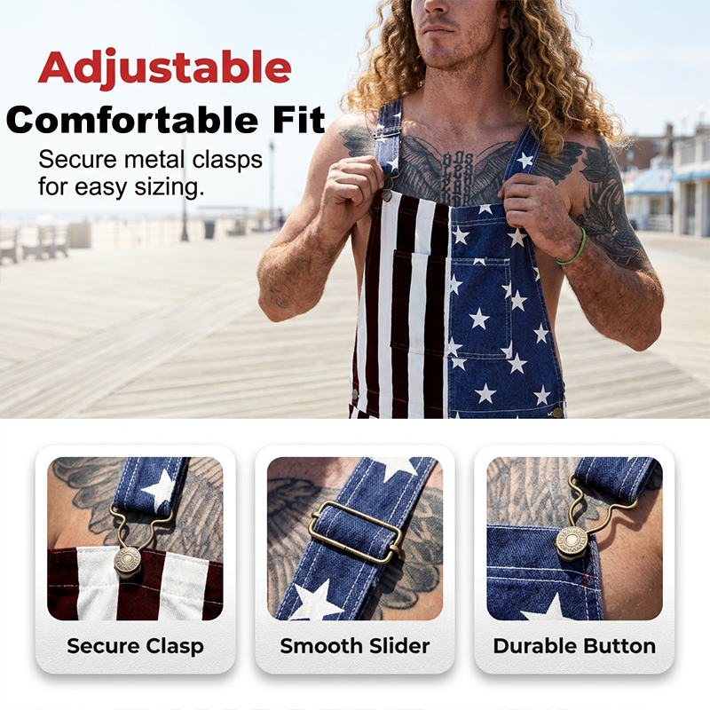 📢📢50% OFF !! ⏰American Flag Unisex Overalls Shorts