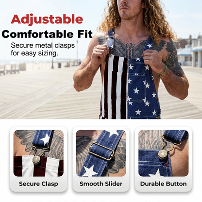 📢📢50% OFF !! ⏰American Flag Unisex Overalls Shorts
