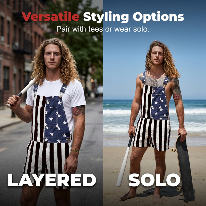 📢📢50% OFF !! ⏰American Flag Unisex Overalls Shorts