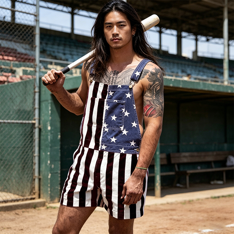 📢📢50% OFF !! ⏰American Flag Unisex Overalls Shorts