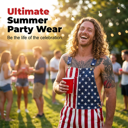 📢📢50% OFF !! ⏰American Flag Unisex Overalls Shorts