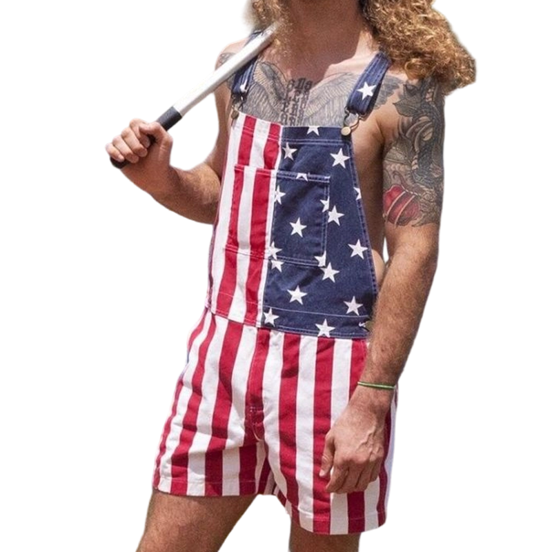 📢📢50% OFF !! ⏰American Flag Unisex Overalls Shorts