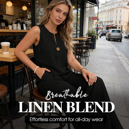 ⏰🔥LIMITED TIME 49% OFF! 💃 Minimalist Sleeveless Top & Wide-Leg Pants