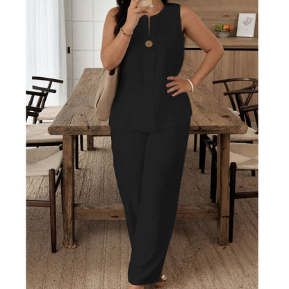 ⏰🔥LIMITED TIME 49% OFF! 💃 Minimalist Sleeveless Top & Wide-Leg Pants