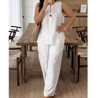 ⏰🔥LIMITED TIME 49% OFF! 💃 Minimalist Sleeveless Top & Wide-Leg Pants