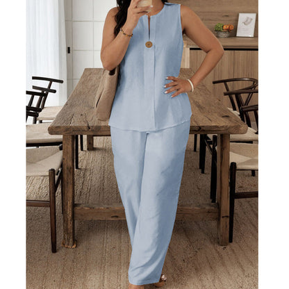 ⏰🔥LIMITED TIME 49% OFF! 💃 Minimalist Sleeveless Top & Wide-Leg Pants