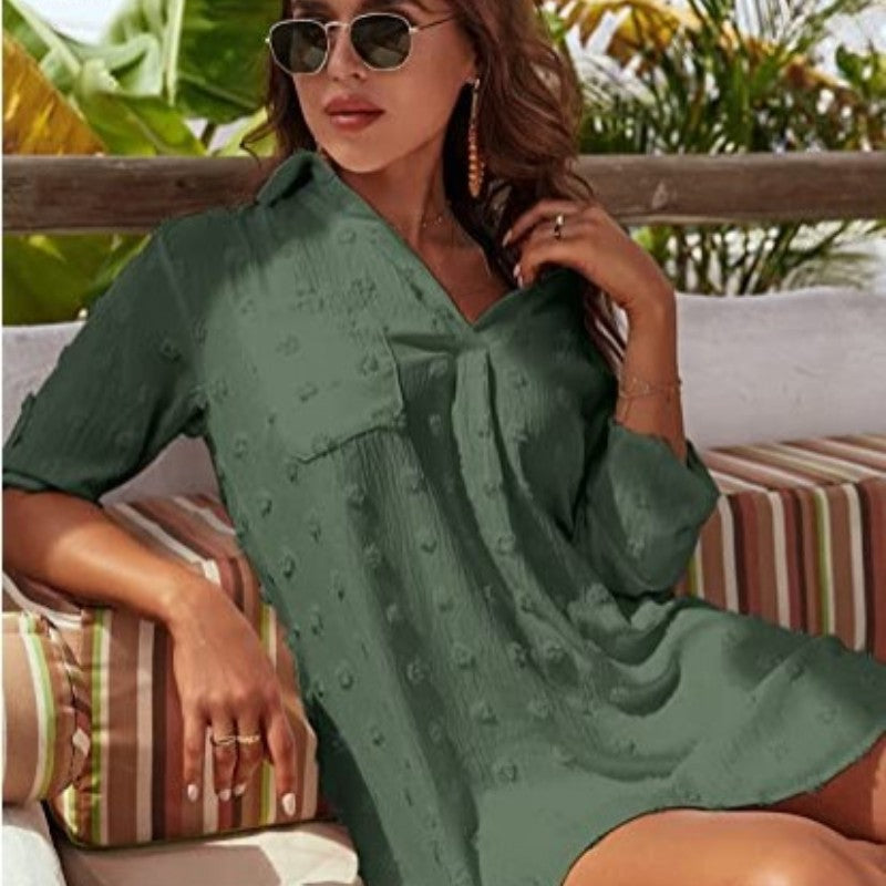👚 50% OFF NOW! ⏰ Women's Casual Oversized Jacquard Chiffon Shirt – Flowy, lightweight & perfect for a chic layered look