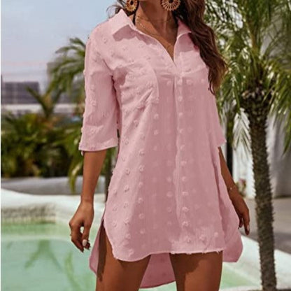 👚 50% OFF NOW! ⏰ Women's Casual Oversized Jacquard Chiffon Shirt – Flowy, lightweight & perfect for a chic layered look