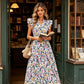 🎆👗LIMITED-TIME 50% OFF! ✨Women's Floral Print Dress with Flutter Sleeve