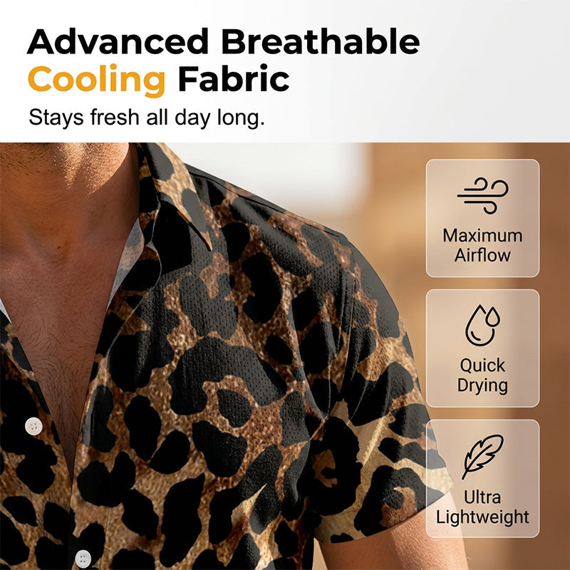 ⏳Limited-time 50% off⏰Men's Short Sleeve Leopard Print Button Down Shirt👔