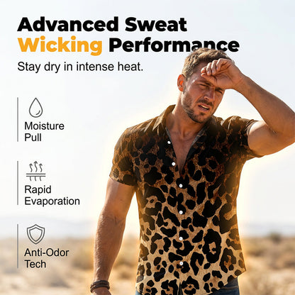 ⏳Limited-time 50% off⏰Men's Short Sleeve Leopard Print Button Down Shirt👔