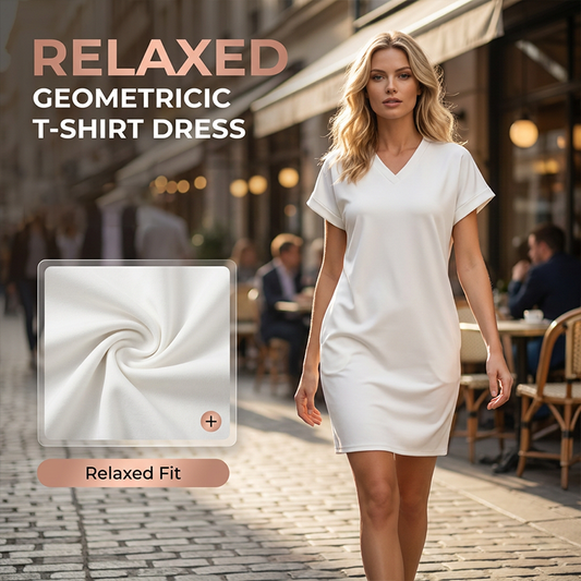 Women's Casual V-Neck Short Sleeve T-Shirt Dress