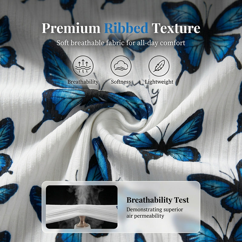 ⏰ Limited Time Offer | 🦋Just £9.99Hot sale ongoing, stock limited!✨ Women's Pajama Set – Butterfly Print, Cozy, Soft, Loungewear