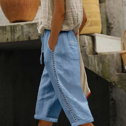 💐 50% OFF NOW ! ✨ Women's Summer Capri Pants with Lace Cutout Detail