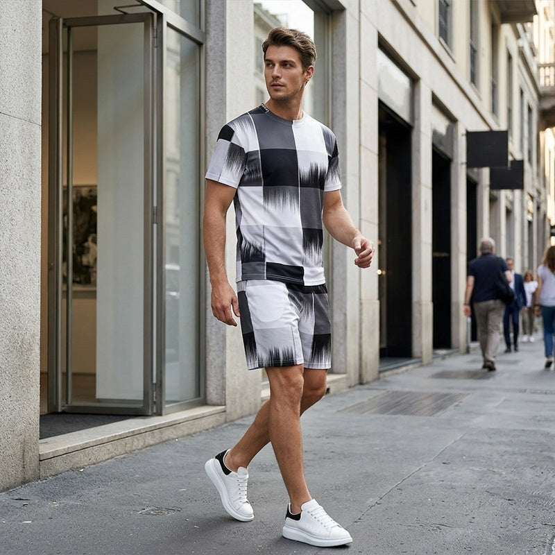 🔥2026 New Arrival 🔥Men's Abstract Print T-Shirt & Shorts Set