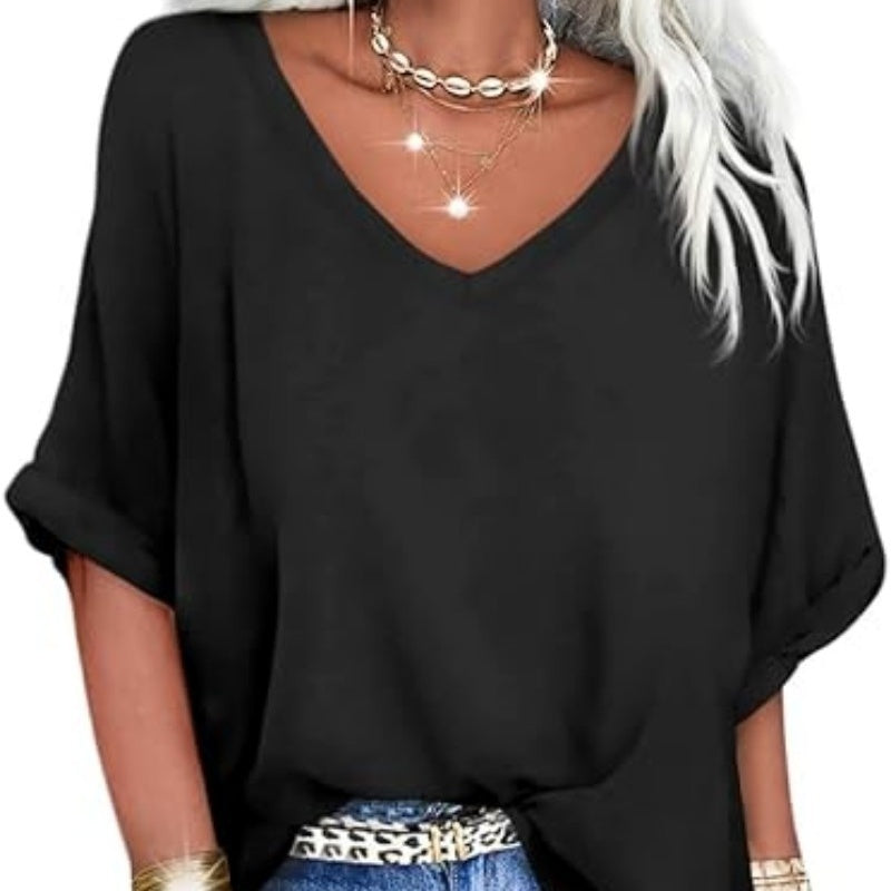 📢📢50% OFF !! ⏰Women's Casual Loose V-Neck Top