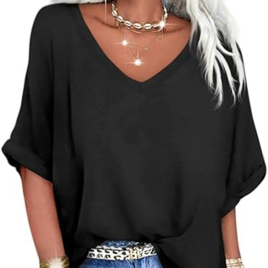 📢📢50% OFF !! ⏰Women's Casual Loose V-Neck Top