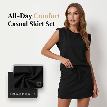 Modern Sleeveless Top and Drawstring Skirt Outfit Set