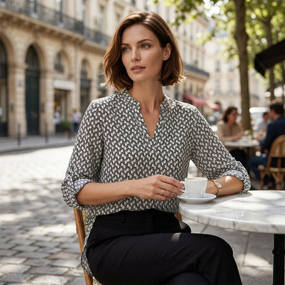 🥳50% OFF !!🥳 Women's Geometric Print V-Neck Blouse 💞