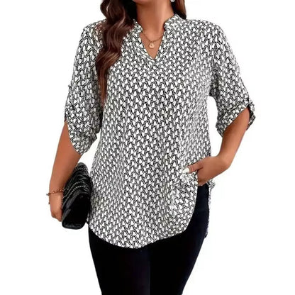 🥳50% OFF !!🥳 Women's Geometric Print V-Neck Blouse 💞