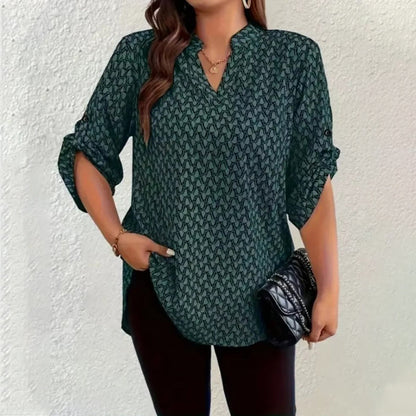 🥳50% OFF !!🥳 Women's Geometric Print V-Neck Blouse 💞