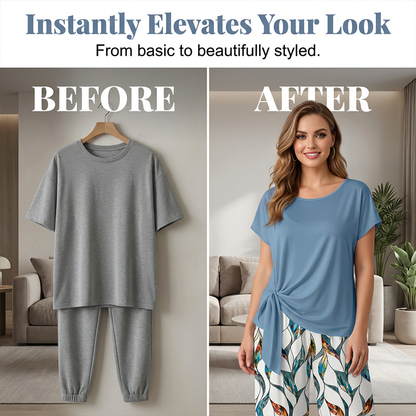 👗 50% OFF NOW! 🔥 Women's Side-Tie Top & Patterned Pants Set – Flowy & Adjustable – Perfect for summer vacations or resort wear – breezy tropical vibes 👖