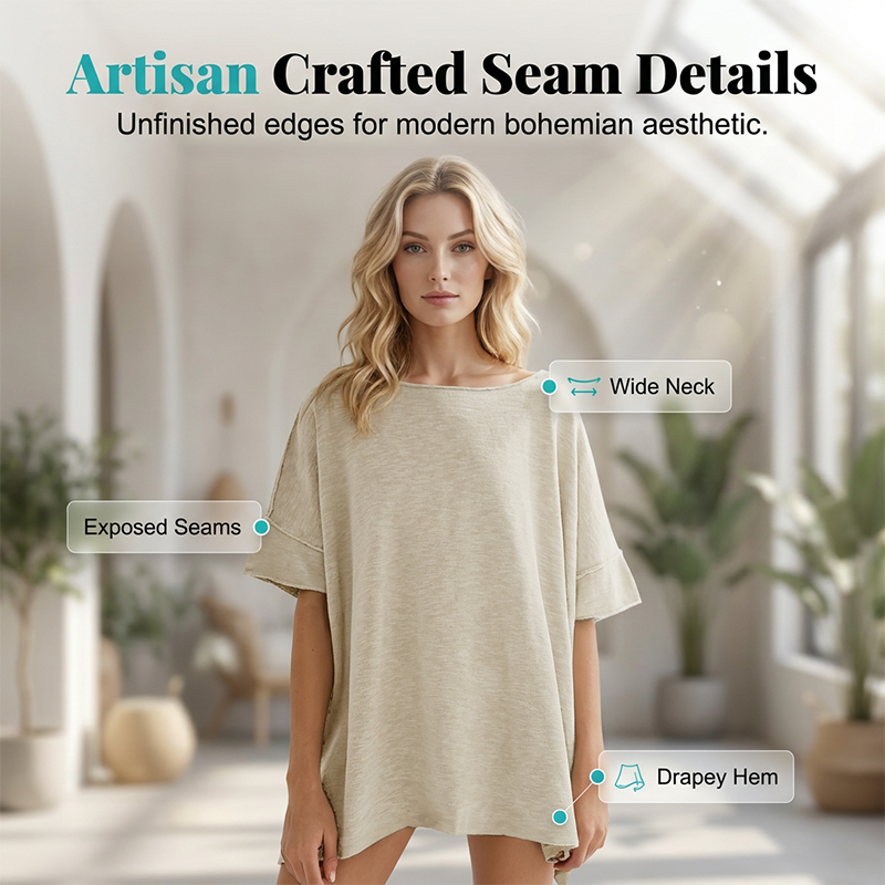 Women's Solid Color Loose Fit Boat Neck Top