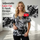 🎁New Arrival 50% OFF💥Women's Tie-Dye T-Shirt with Lacing and V-Neck