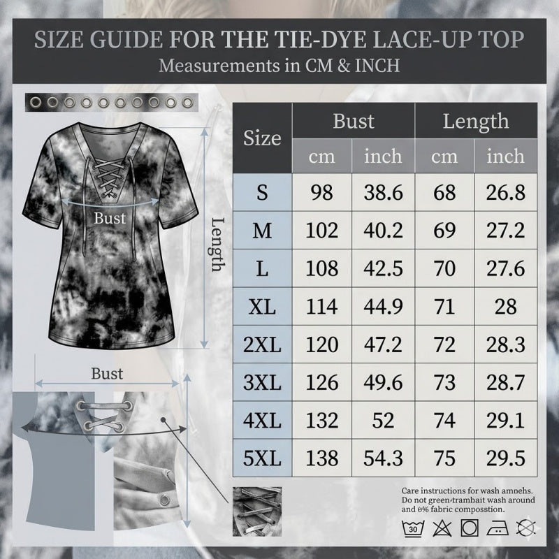 🎁New Arrival 50% OFF💥Women's Tie-Dye T-Shirt with Lacing and V-Neck