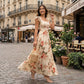 Elegant Floral Print Pleated Maxi Dress